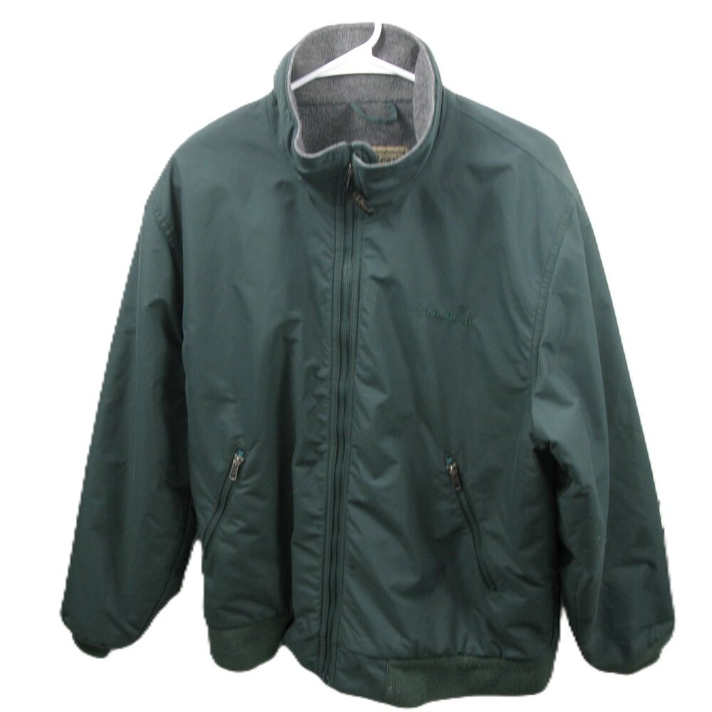 Vtg L.L. Bean Men's Green Lined Zip Front Jacket Size Large